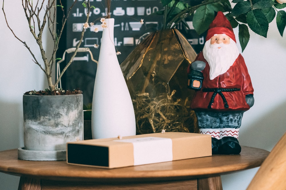 Santa Claus figurine on table