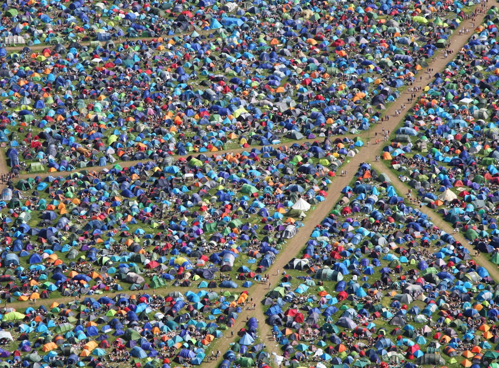 aerial photograph of camping site