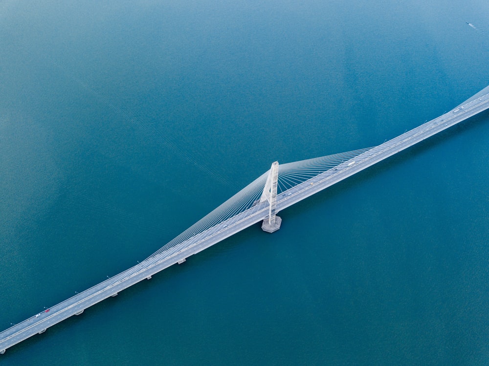 aerial photo of black bridge