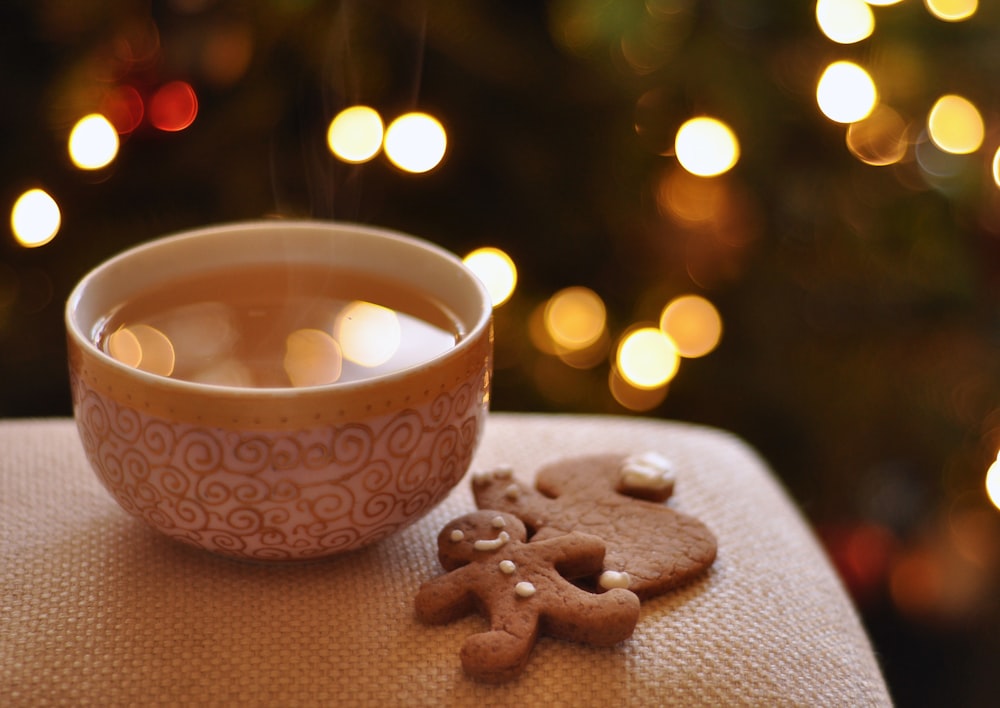 gingerbread near bowl with liquid