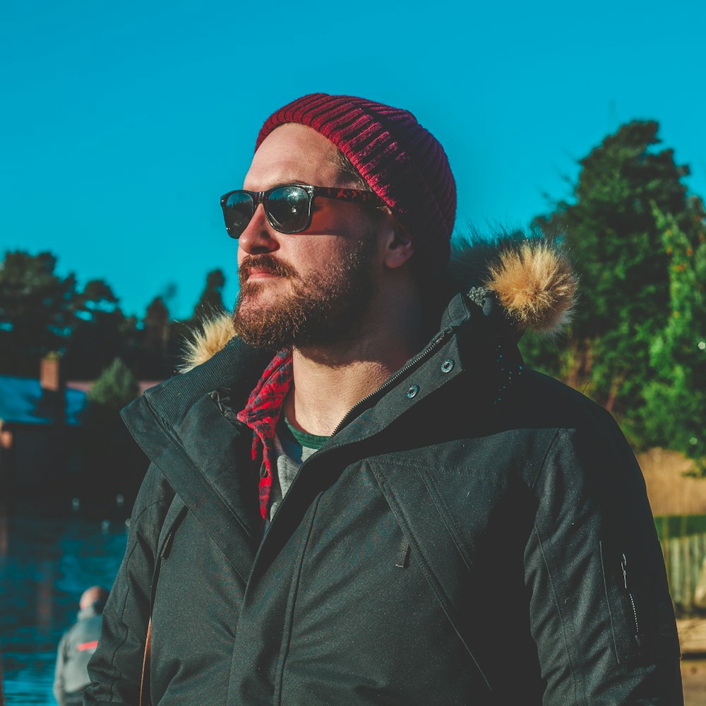 man wearing black sunglasses