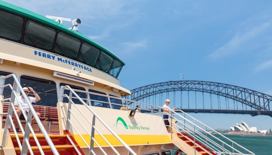white Ferry McFerryace in Sydney Harbour Bridge Australia