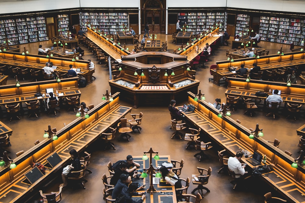 people inside library