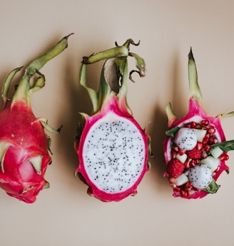 sliced pitaya fruits