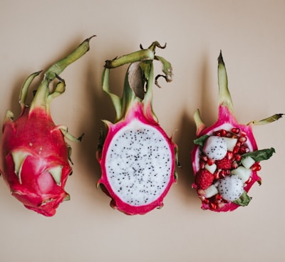 sliced pitaya fruits