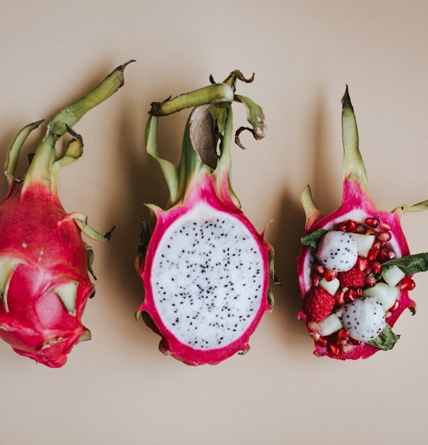 sliced pitaya fruits