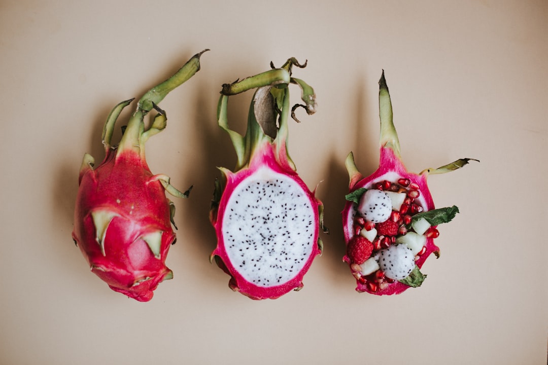 sliced pitaya fruits,