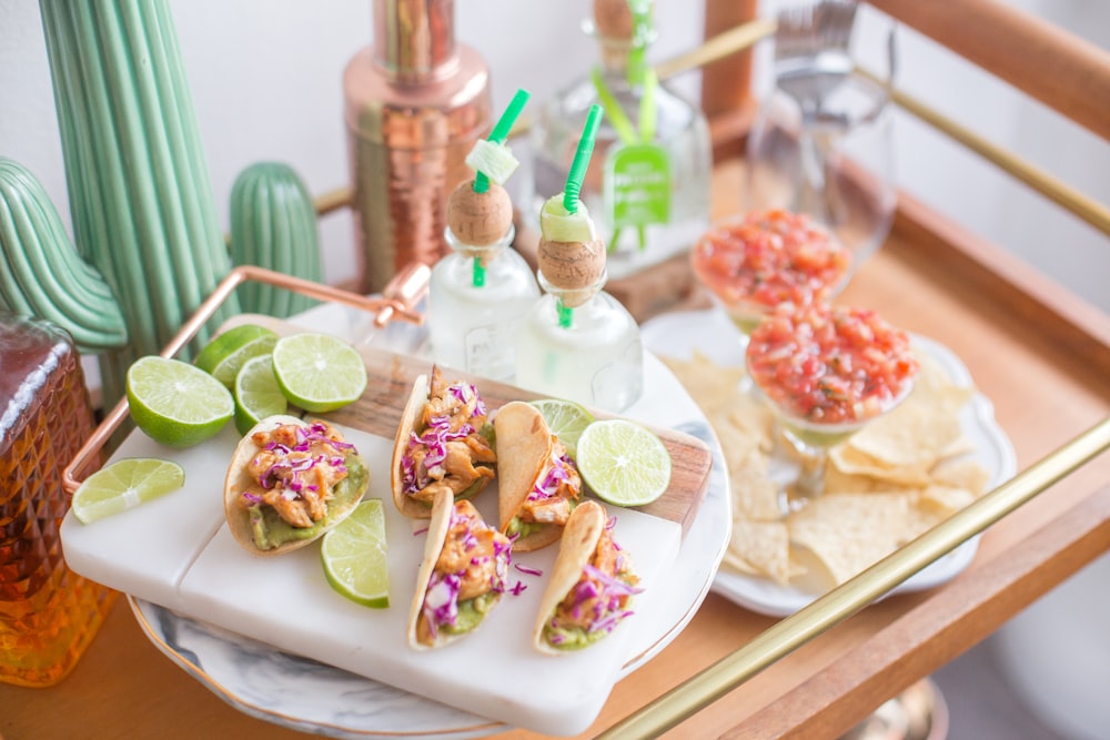 tuna salad on pita bread served on wooden board