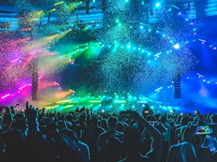 group of people in front of stage