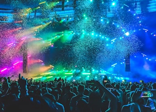 group of people in front of stage