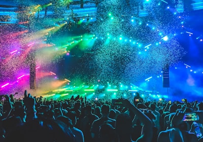 group of people in front of stage