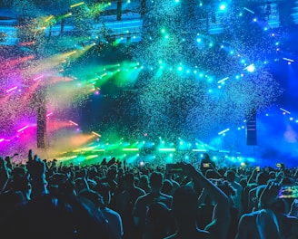 group of people in front of stage