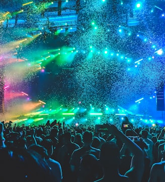 group of people in front of stage