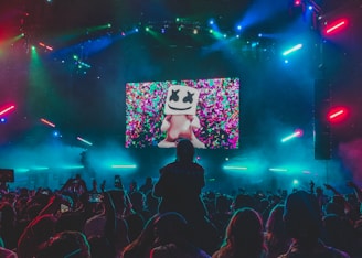 A drone scanning a concert crowd, capturing secure ticket data through visual blockchain technology.