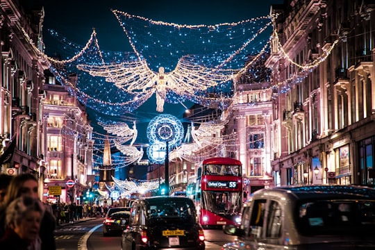 angel topiary lights in Regent Street United Kingdom