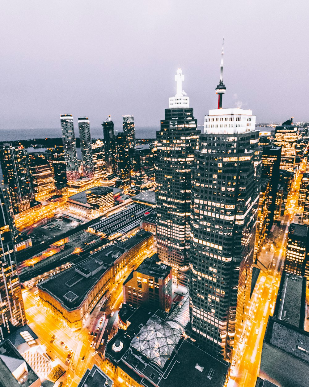 aerial view of skyscrapers under clear sky