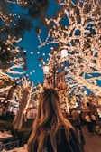 woman seeing string lights