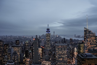 Sleek downtown Houston condo with panoramic city skyline views at dusk