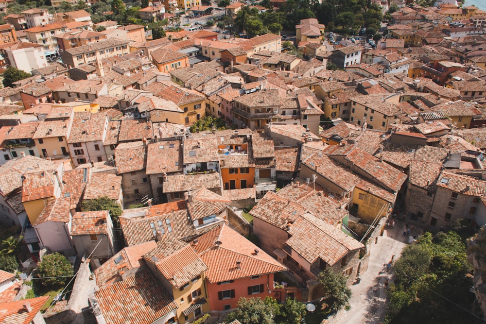 aerial photography of brown brick house compound