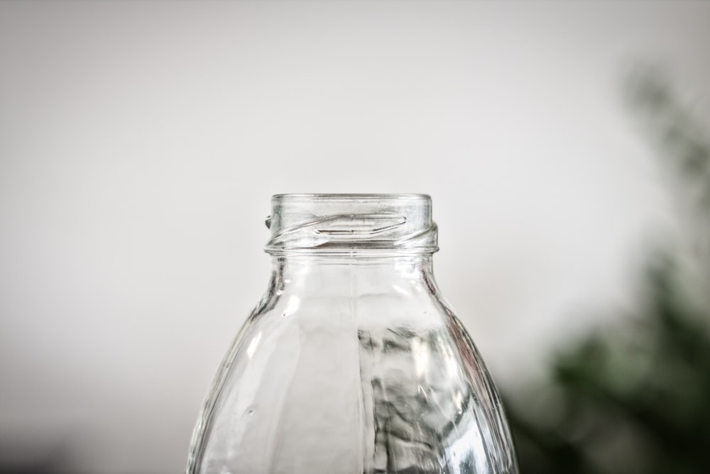 clear glass bottle