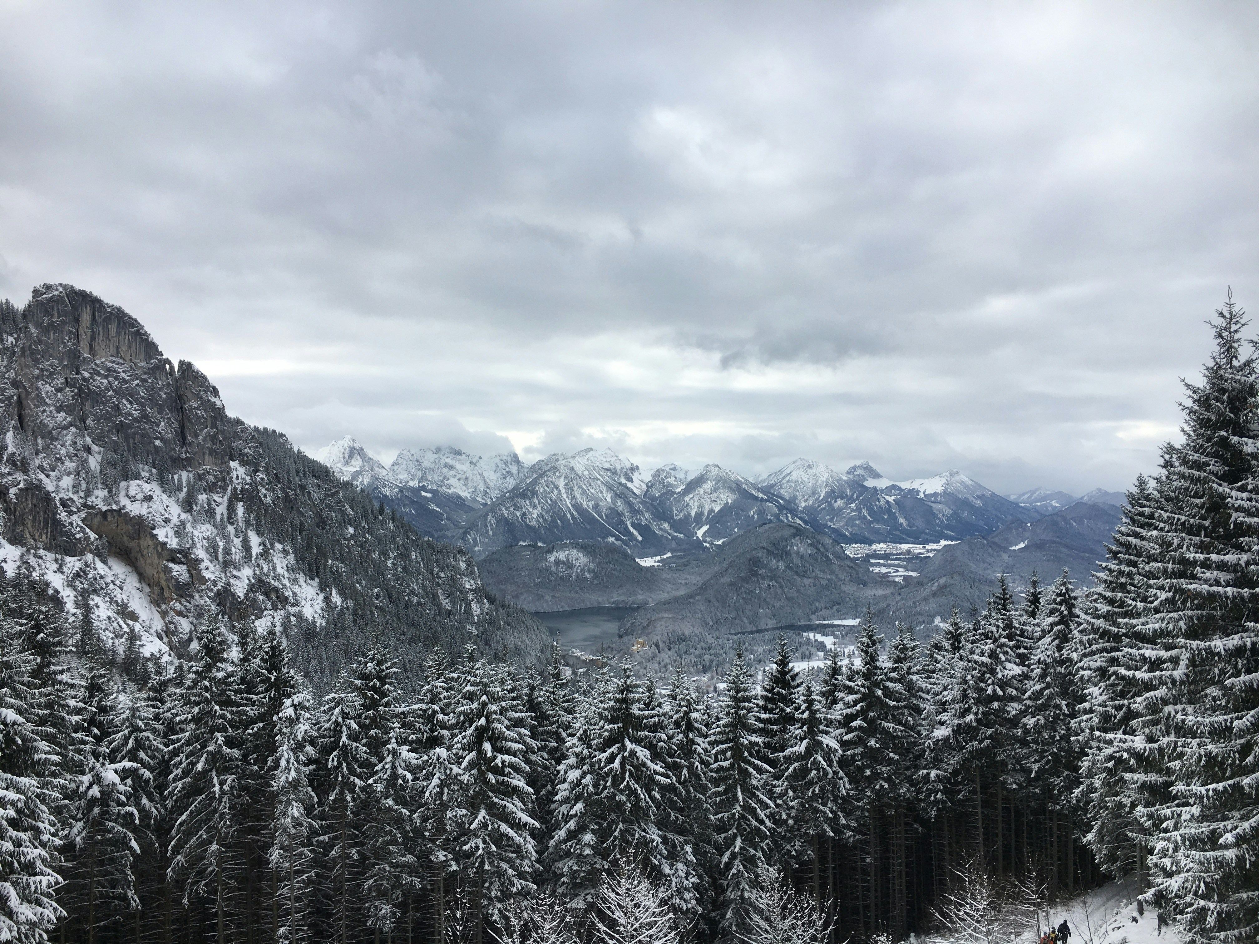 Beautiful cloudy winter day in the Bavarian mountains.