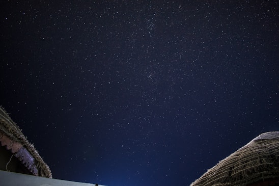 A serene image of an astrologer consulting a client under a starry sky.