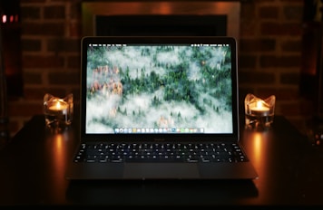 MacBook laptop computer turned on