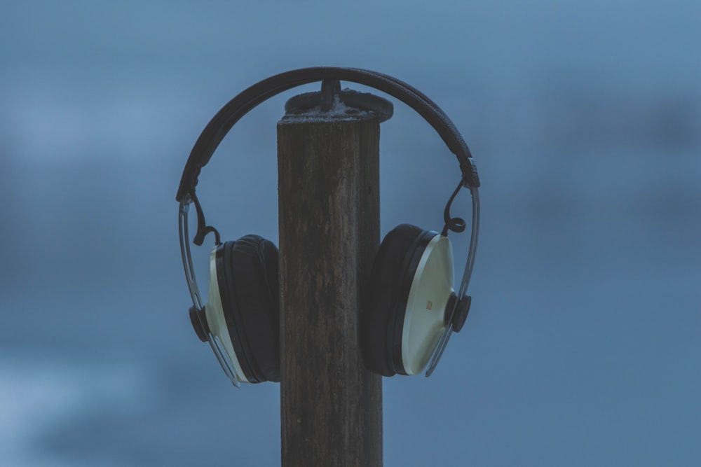 black and silver wireless headphones