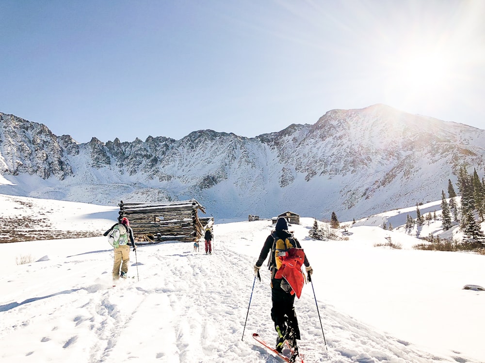 man riding on skis