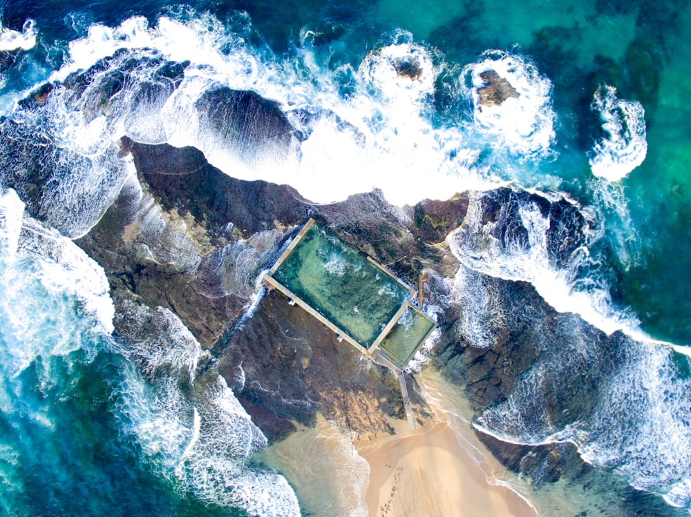 sea waves in aerial photography