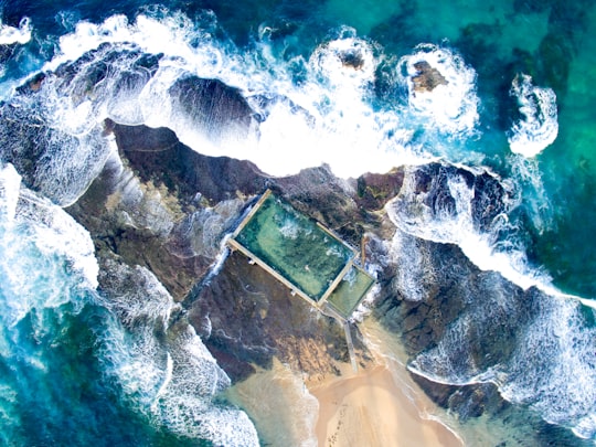 sea waves in aerial photography in Mona Vale Beach Australia