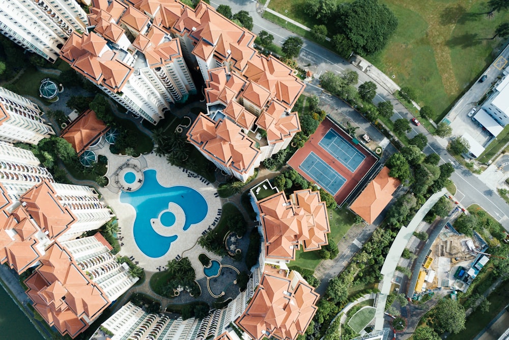 aerial view of high-rise buildings