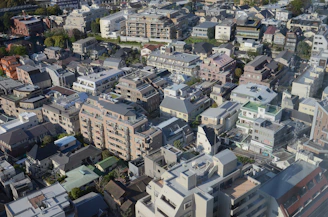 Aerial view of a compact urban lot optimized for housing.