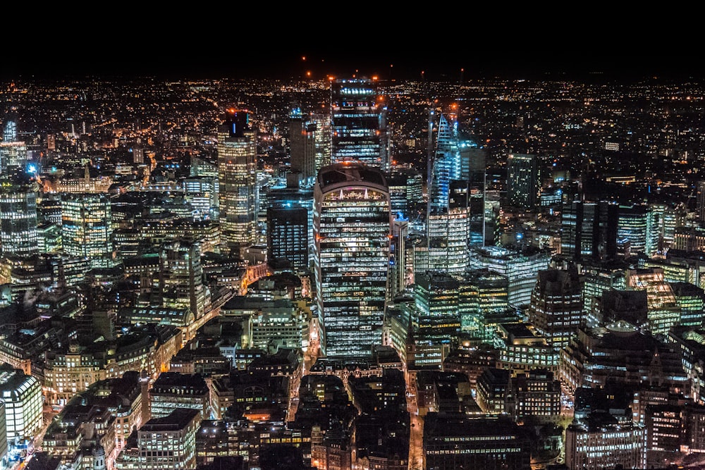 aerial photography of city scapes at nighttime