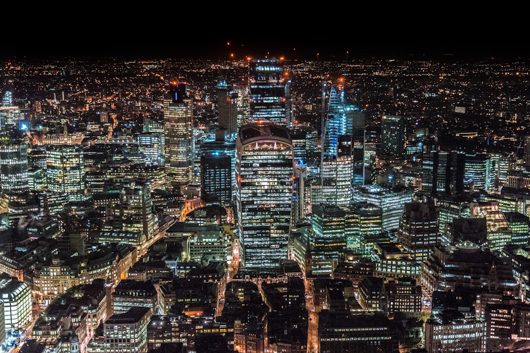 aerial photography of city scapes at nighttime, Last one out get the lights