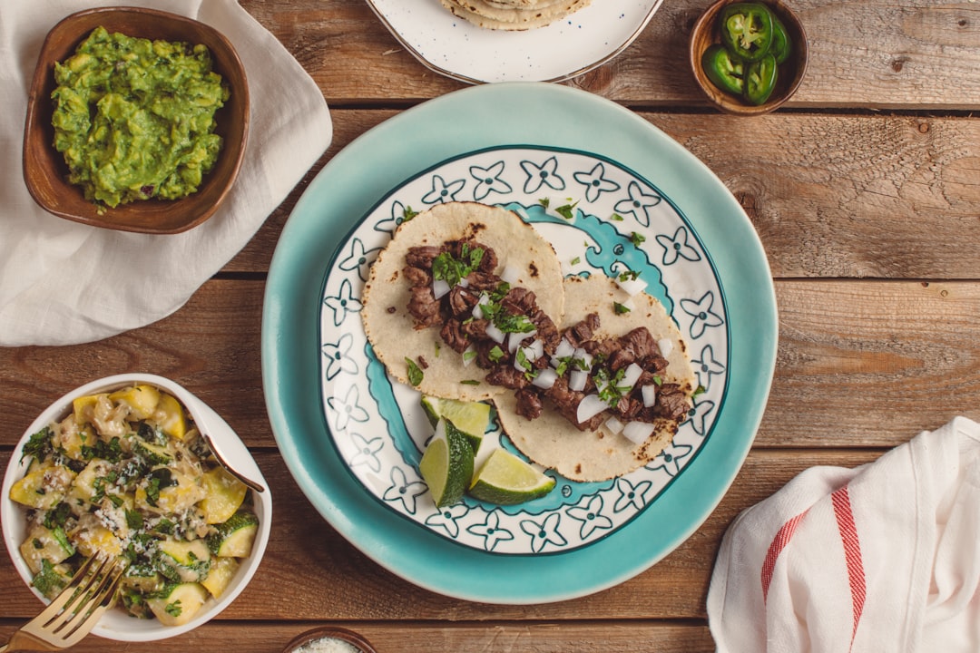 baked flatbread on plate, Carne Asada