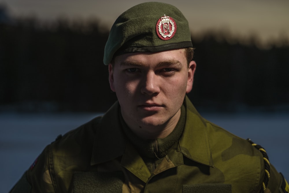 man wearing beret cap