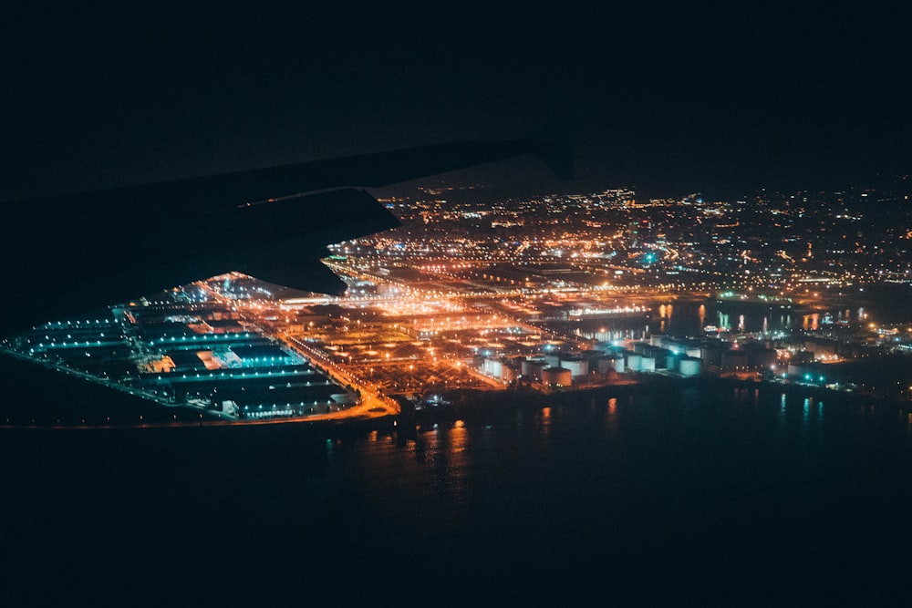 aerial photography of city building during night time