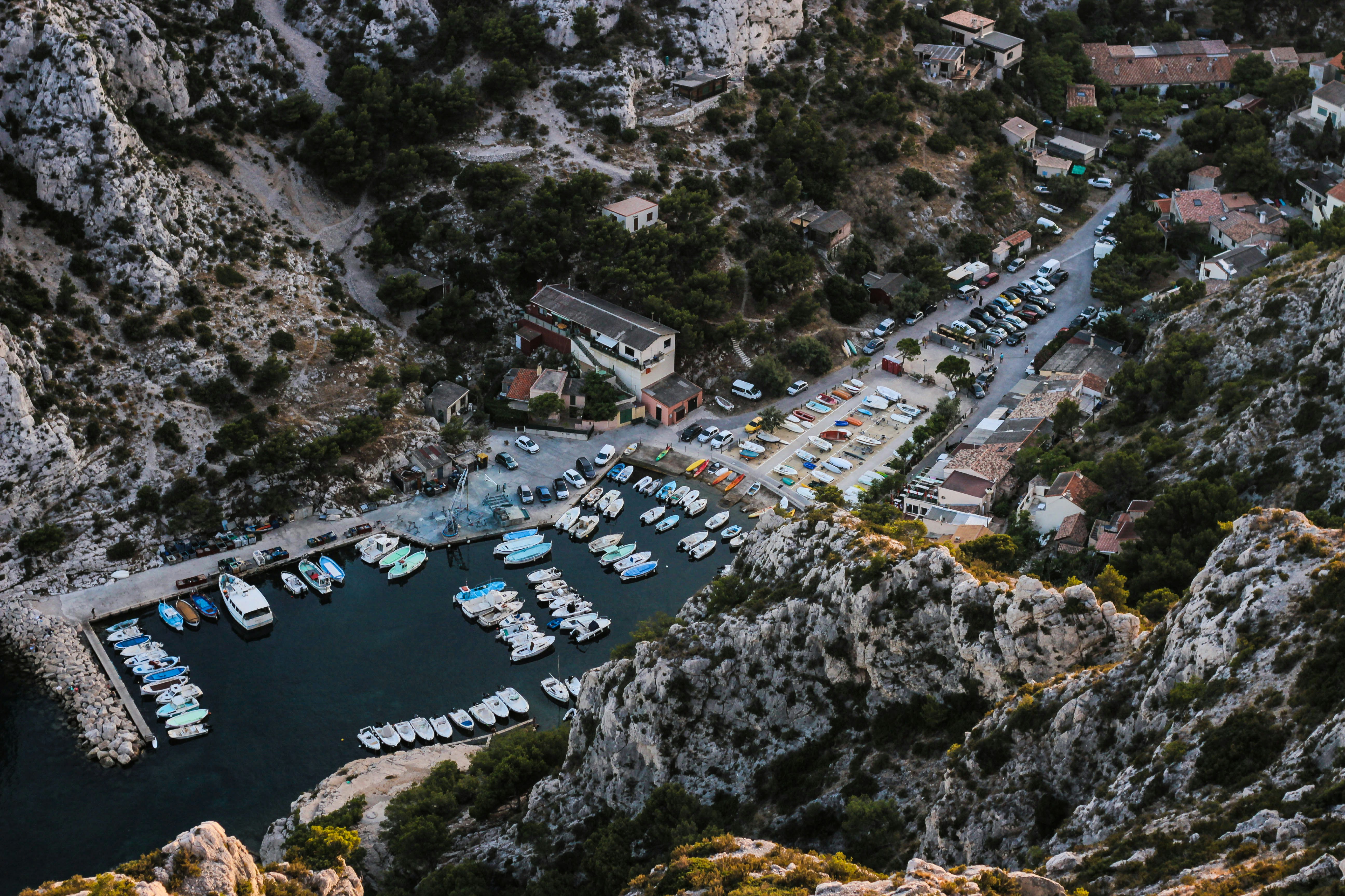 aerial photography of boat on body of water