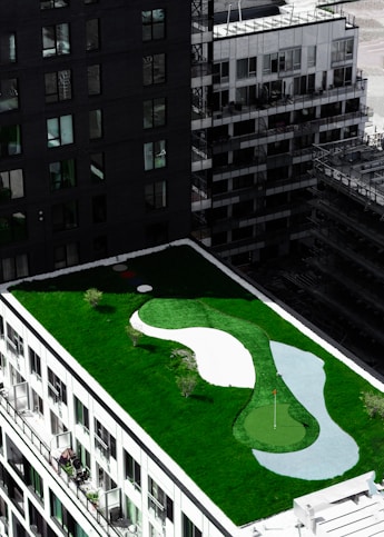 golf field on top of building during daytime