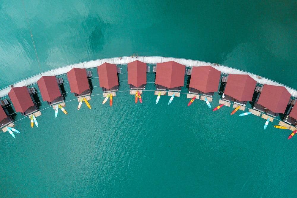 top view of cottage roofs