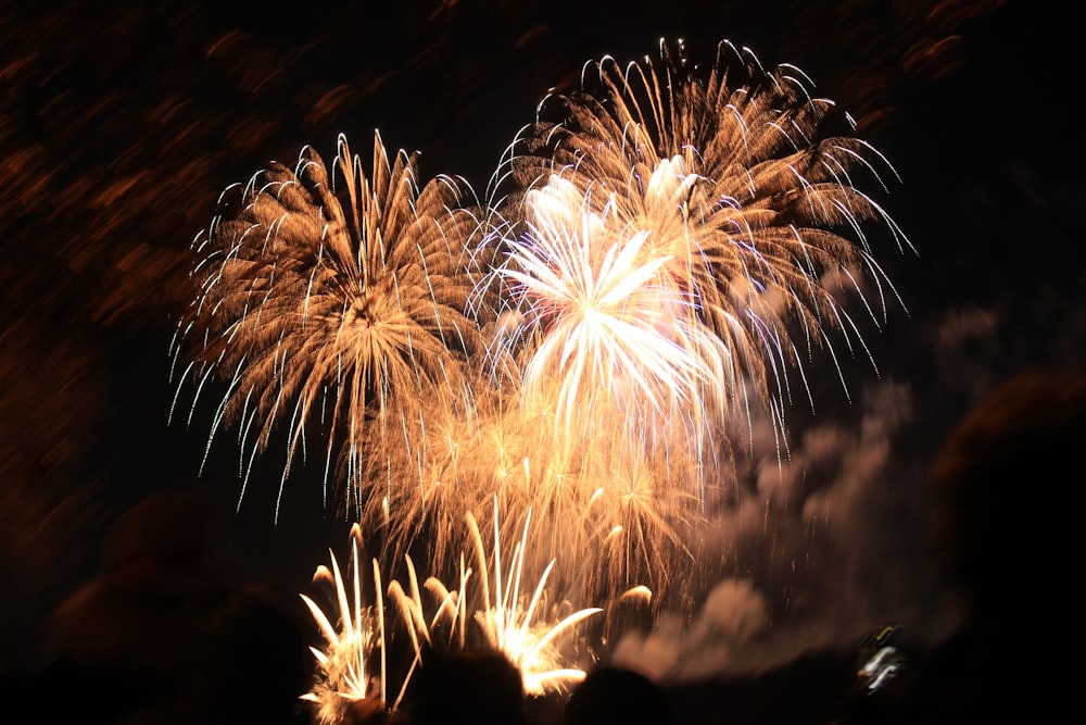 Vista de ángulo bajo de fuegos artificiales