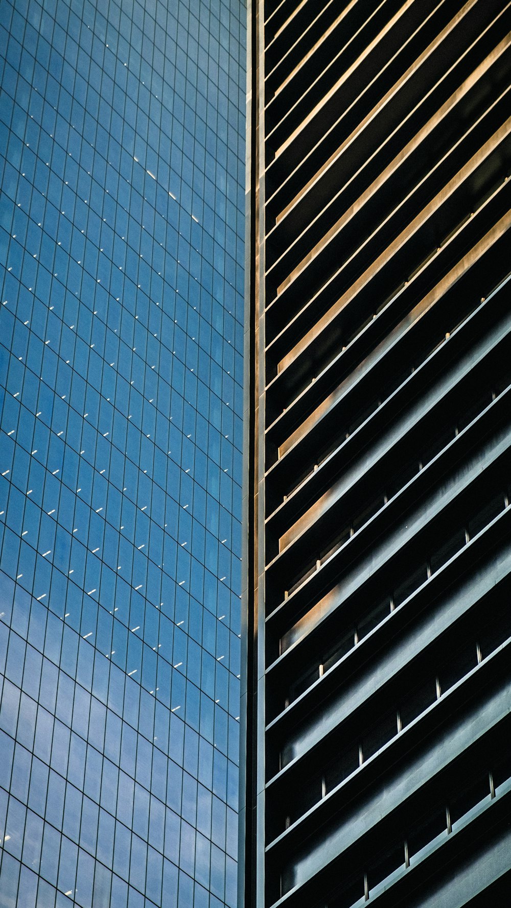 Fotografía de ángulo bajo del edificio de muro cortina