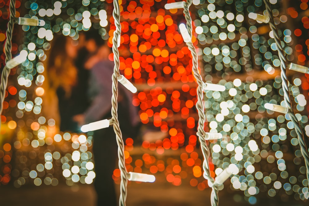 bokeh photography of string lights