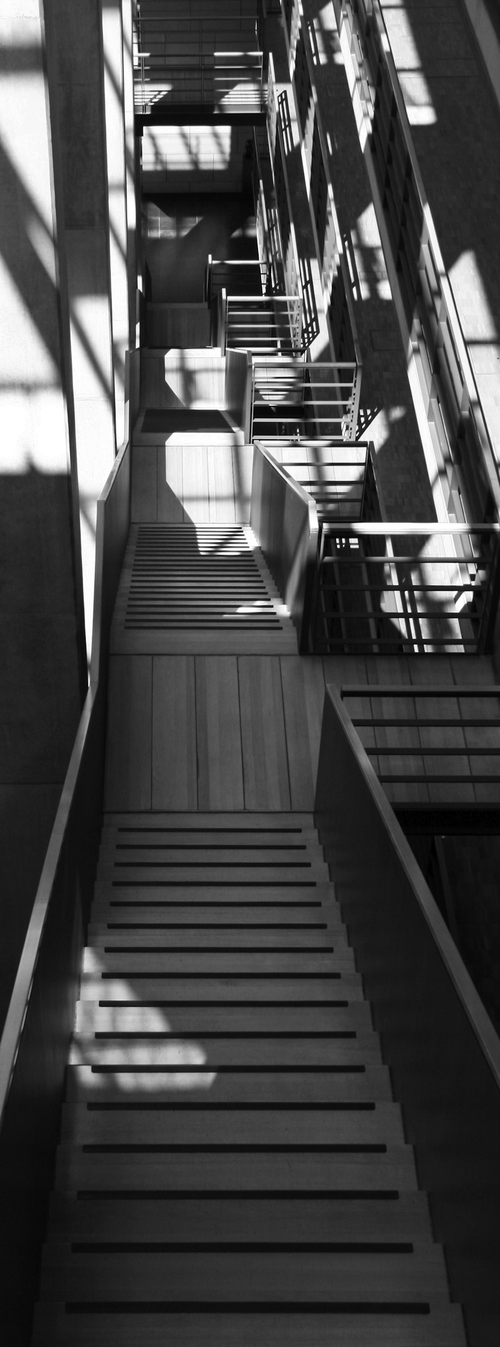 grayscale photo of stair