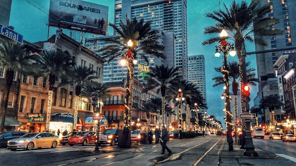 A vibrant street scene in downtown Los Angeles.