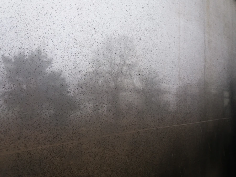 Before professional window cleaning - hazy, grimy residential window glass