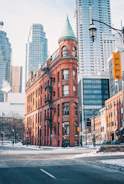 brown building near intersection
