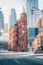 brown building near intersection