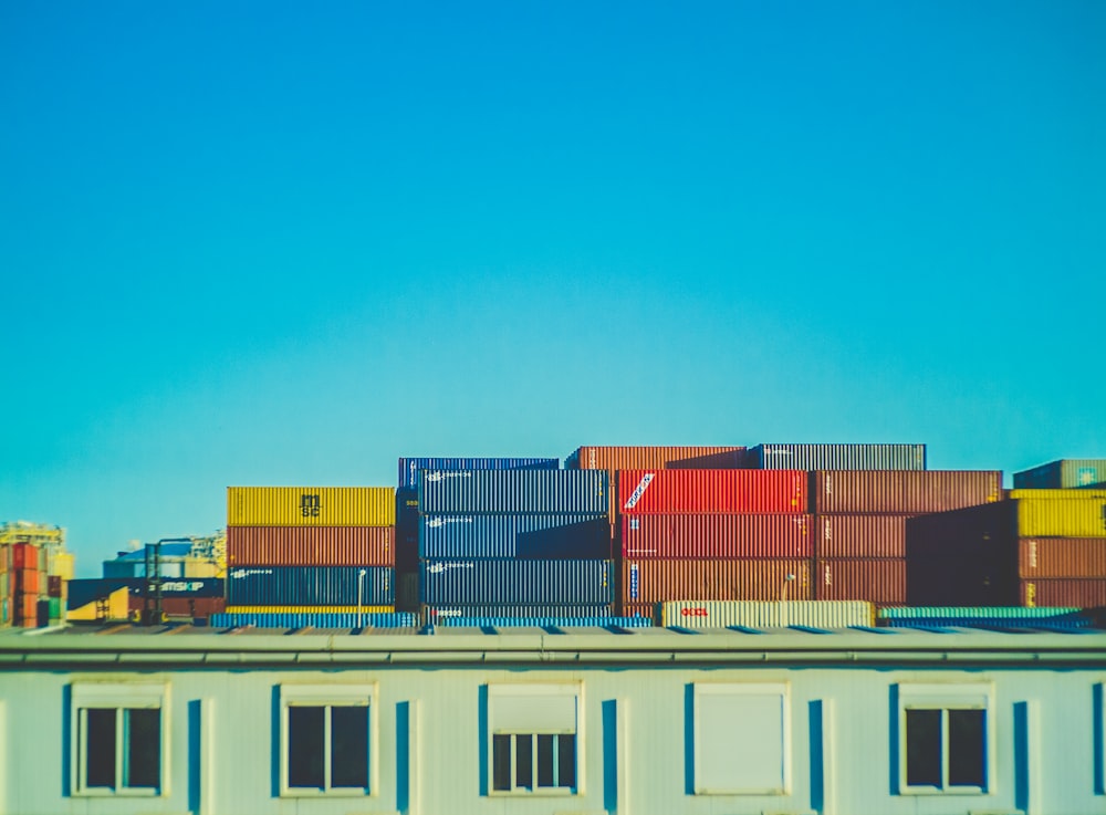 assorted-color intermodal container lot